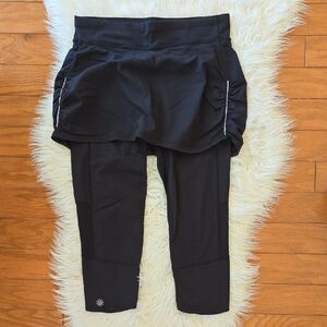 Athleta Black Leggings with Skirt Overlay